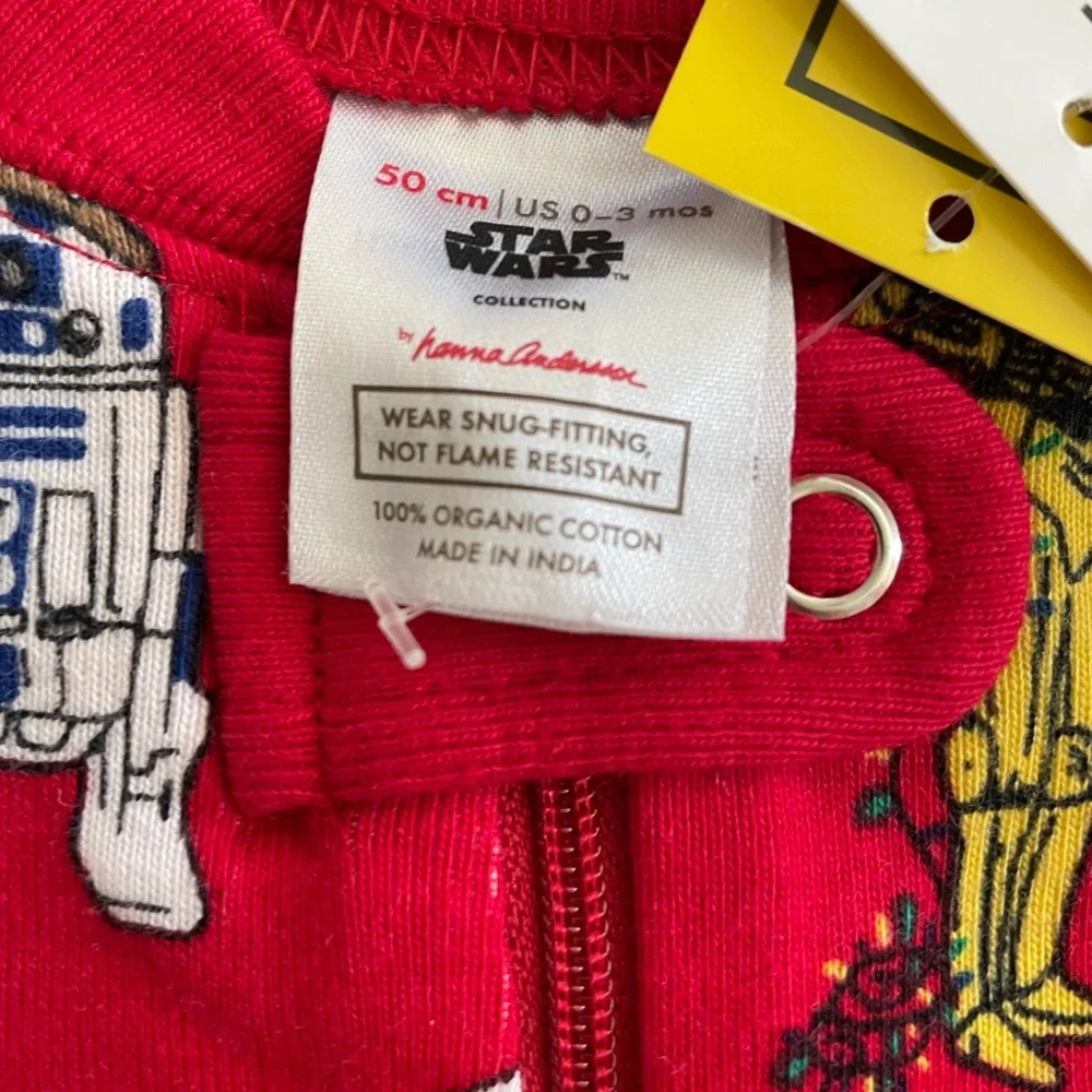 Hanna Andersson Star Wars Christmas zip Pajamas Size 0-3mths - Picture 3 of 4